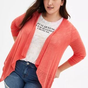 Arizona Jean Company Coral Open Front Cardigan